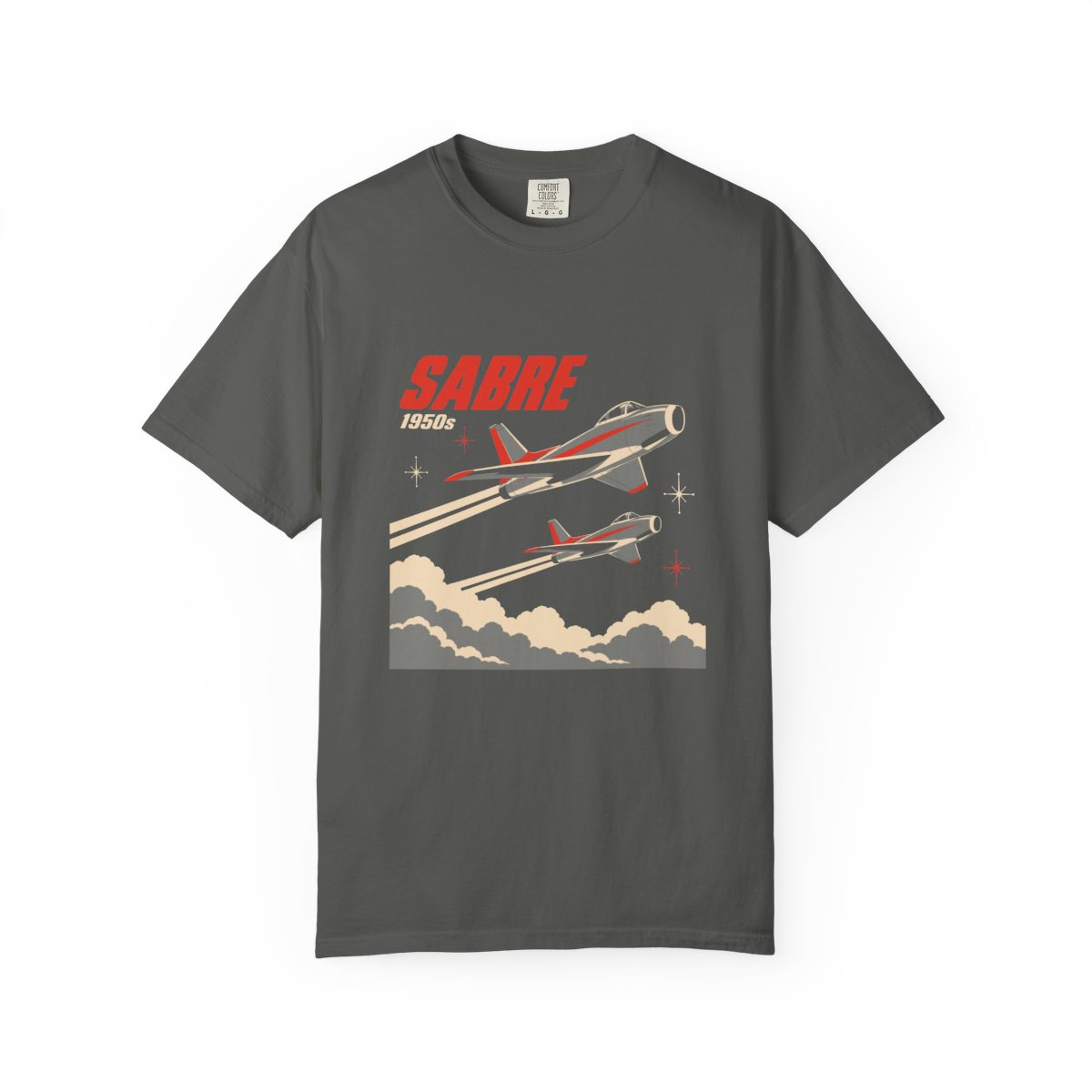 Mach 1 Sabre Heavyweight Tee, Pepper Charcoal front mockup, view 1