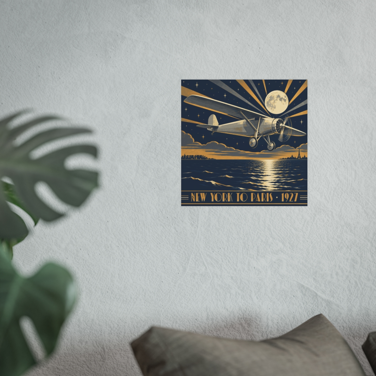 33 Hours New York to Paris Archival Matte Poster, room context mockup, view 1